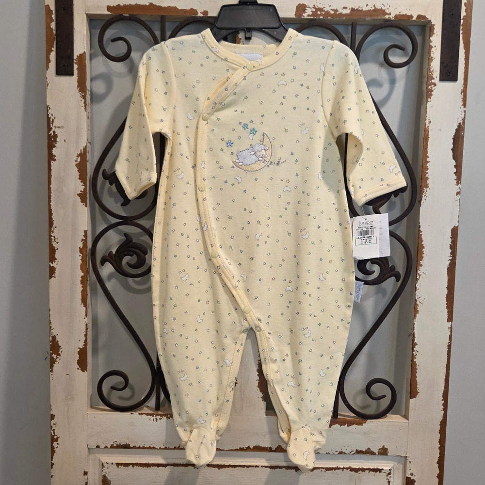 Vintage Juniper by Little Me Baby Sleeper Yellow Lamb Moon Star Y2K 9M NWT